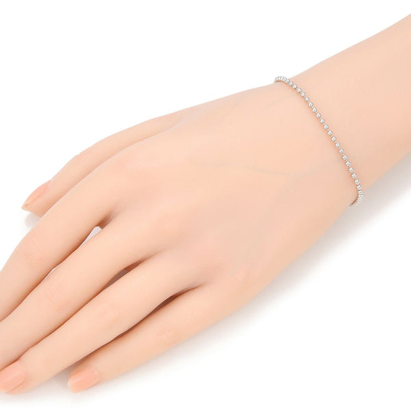 1pc 925 Sterling Silver Beaded Chain Bracelet, 2mm Beads, Tarnish Resistant White Gold Plated, Length Selections: 7 inch/7.5 inch/8 inch