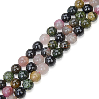 Natural Multi-color Tourmaline Gemstone Round Beads, 15 Inch/1 Strand, Size Selections: 4mm/6mm/8mm/10mm