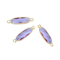 10pcs Grade A June Alexandrite Purple Rectangle Bar Birthstone Links, 18K Yellow Gold Plated Brass, 21x7mm, CCP9-G6