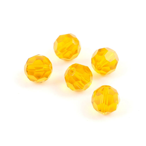 50pcs Adabele Austrian Faceted Round Crystal Beads #5000, Light Topaz Yellow, Size Selections: 4mm/6mm/8mm/10mm