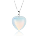 1pc You Are My Only Love Necklace, Lab Created White Opal Gemstone Large Heart Pendant, 18 Inch Surgical Stainless Steel Chain, GGP8-7