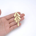 10pcs 62mm Large 7-Petal Leaf Drop Pendants, Tarnish Resistant, 18K Yellow Gold Plated Brushed Brass, BF-B6