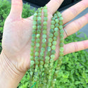 Natural Green Nephrite Jade Gemstone Faceted Flat Round Coin Beads, 6mm, Hole ID 1mm, 15 Inch/1 Strand, GZ13-12