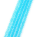 200pcs Creative Club Faceted Flat Bicone Rondelle Crystal Glass Beads #5305, Aquamarine blue, 6x4mm Small, Hole ID 1mm, CC3R610