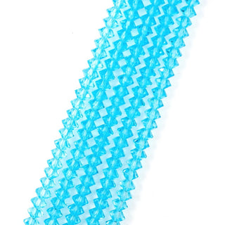 200pcs Creative Club Faceted Flat Bicone Rondelle Crystal Glass Beads #5305, Aquamarine blue, 6x4mm Small, Hole ID 1mm, CC3R610