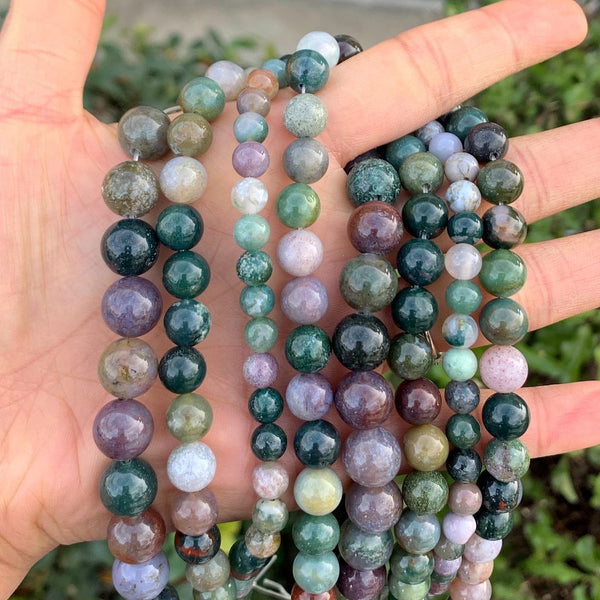 AAA Natural Indian Agate Agate Gemstone Round Beads, 15 Inch/1 Strand, Size Selections: 4mm/6mm/8mm/10mm