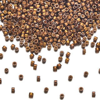 30g Miyuki Delica 11/0 Seed Beads, 24Kt Gold Plated Iris Dark Yellow DB505