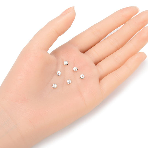 100pcs AAA Grade Rhinestone Rondelle Beads, Sterling Silver Plated Brass, Clear Crystal Rhinestone, Color Selections: 4mm/5mm/6mm/8mm/10mm/12mm