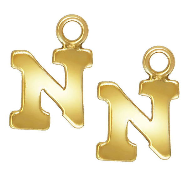 1pc Real 1/20 14K Gold Filled Letter N, Small Alphabet Charm Drop, 5.8x5.8mm, JK12-A14