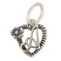 Solid Sterling Silver Letter A Initial Flower Heart Alphabet Name Charm, Compatible with Pandora...