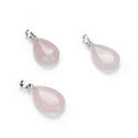 4pcs Natural Pink Rose Quartz Gemstone Pendants, 20x15mm Teardrop Stone Drops, G2P-T7