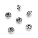 200pcs Small Flower Saucer Rondelle Beads, Antique Silver, 6.6mm, Hole 1.8mm, MC-S4