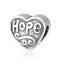 Real 925 Sterling Silver Heart Shaped Hope Religious Bead Charm