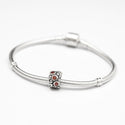 1pc Solid 925 Sterling Silver Artistic Bead Charm Cubic Zirconia CZ, Compatible with Pandora All Other Charm Bracelet, EC9