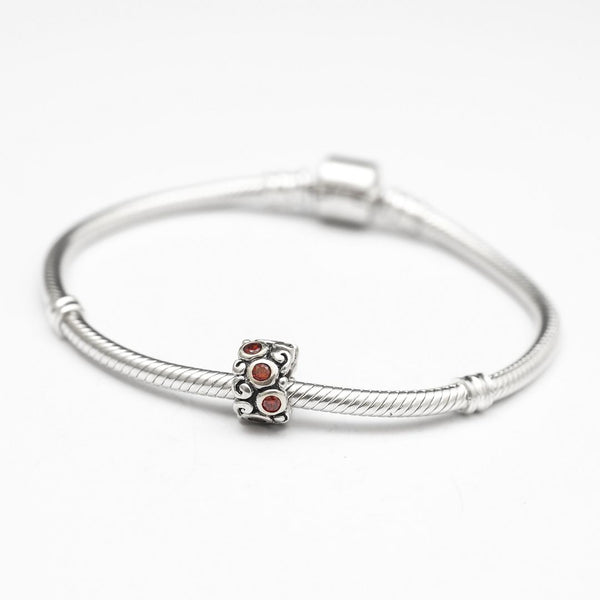 1pc Solid 925 Sterling Silver Artistic Bead Charm Cubic Zirconia CZ, Compatible with Pandora All Other Charm Bracelet, EC9