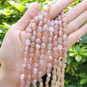 Natural Sunstone Gemstone Oval Tumbled Pebble Beads, Irregular, 6mm to 8mm, Hole ID 1mm, 15 Inch/1 Strand, GZ11-5
