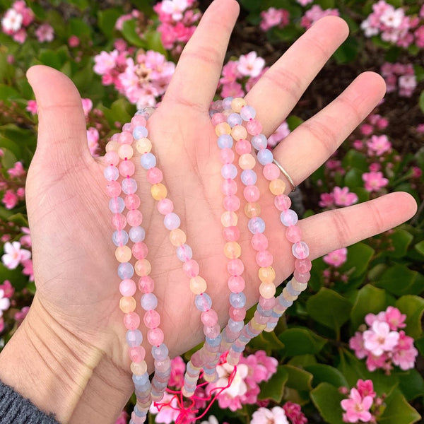 Natural Morganite Jade Gemstone Faceted Round Beads, 6mm, Hole ID 0.9mm, 2 Strands/28 Inch Total, GH-E25