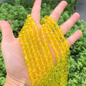 140pcs Creative Club Faceted Round Crystal Glass Beads, Light Topaz Yellow, 8mm, Hole ID 1mm, CC2R809