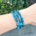 1 Strand Stretch Natural Blue Apatite Free Form Gemstone Bracelet, 5-8mm Small Beads, Length Selections: 7 inch/7.5 inch