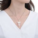 1pc Natural Pink Rose Quartz Triangle Gemstone Pendant Necklace, 18 Inch Surgical Stainless Steel Chain, GGP-A4