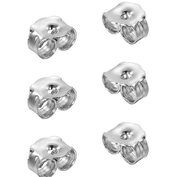200pcs Earring Backs, Earnut Replacement, 18K White Gold Plated Brass, 5.5mm x 5mm, Hole ID 1mm, CF112-P