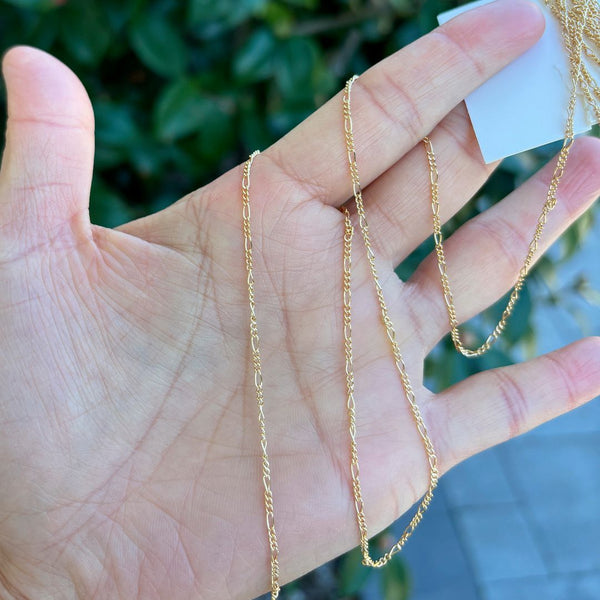 5 Feet 1/20 14K Gold Filled Unfinished Figaro Chain Link, 1.5mm Width/Small, Non Tarnish, KG5-B1