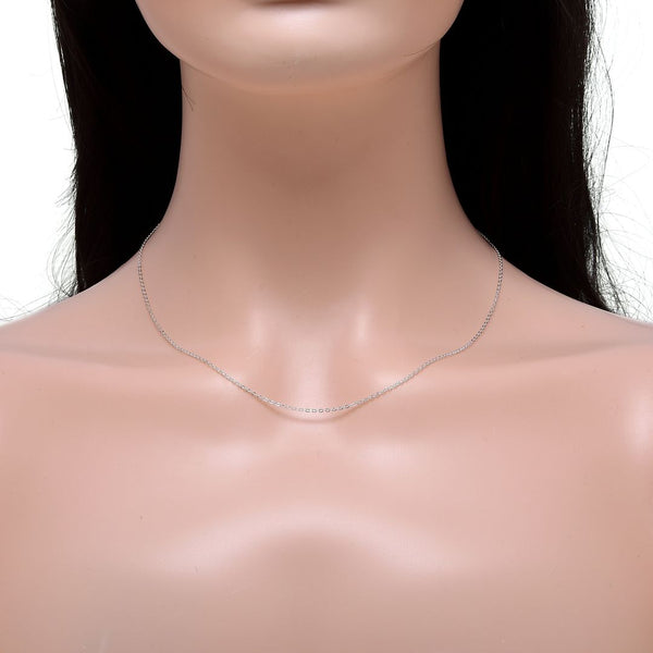 1pc 925 Sterling Silver Diamond Cut Flat Cable Link Chain Necklace, 1.3mm, Small, Length Selections: 18 inch/20 inch/22 inch