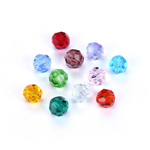 2 Sets/24pcs Mixed Austrian Birthstone Round Crystal  Beads, 8mm, Hole ID 1mm, BB3