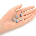 20pcs Sparkle Rhinestone Blue Enamel Flower Large Hole Beads, Hole ID 4.5mm, Antique Silver, Zinc Alloy Metal, MEC-E5