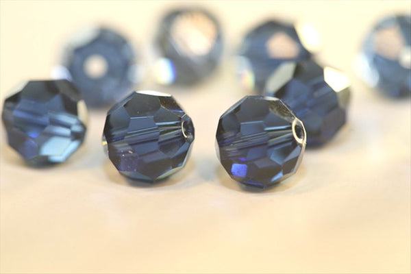 50pcs Adabele Austrian Faceted Round Crystal Beads #5000, Dark Indigo Blue, Size Selections: 4mm/6mm/8mm/10mm
