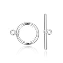 5 Sets Tarnish Resistant Round Toggle Clasps, Sterling Silver Plated Brass, 14mm, BF181-1