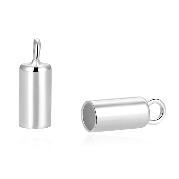 10pcs 925 Sterling Silver Cord End Caps, Glue In Cord Ends, Hole ID Selections: 1.5mm/2mm/2.5mm/3.5mm