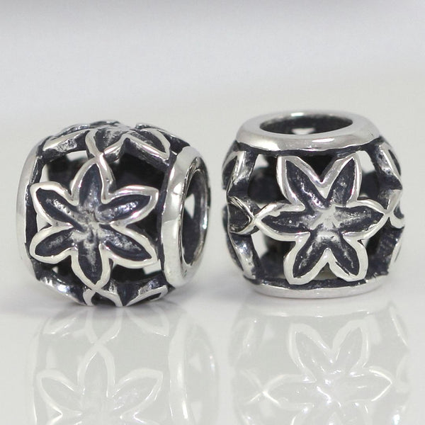 1pc Real 925 Sterling Silver Filigree Flower Bead Charm, Compatible with Pandora All Other Charm Bracelet, EC6-B4