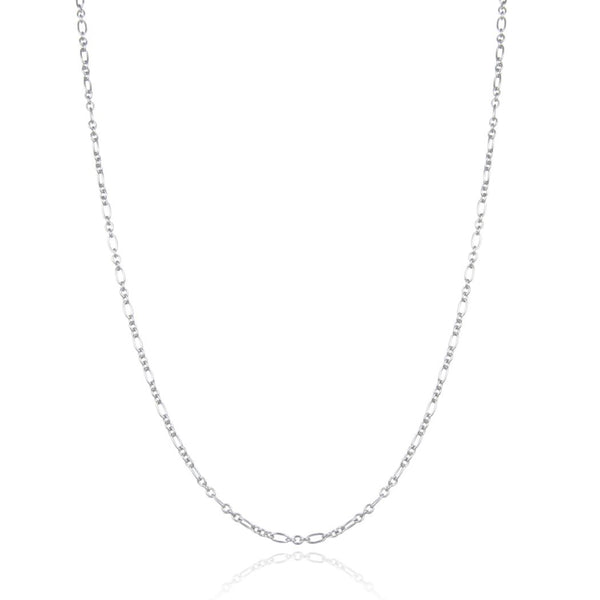 1pc 925 Sterling Silver Long Short Link Chain Necklace, Tarnish Resistant Rhodium Plated, 2.7mm, Length Selections: 18/20/22/26/28 inch
