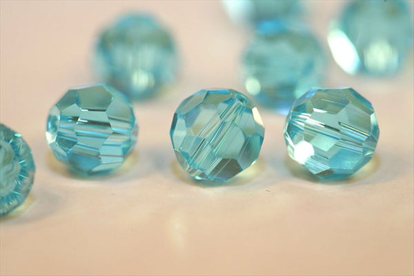 50pcs Adabele Austrian Faceted Round Crystal Beads #5000, Aquamarine Blue, Size Selections: 4mm/6mm/8mm/10mm