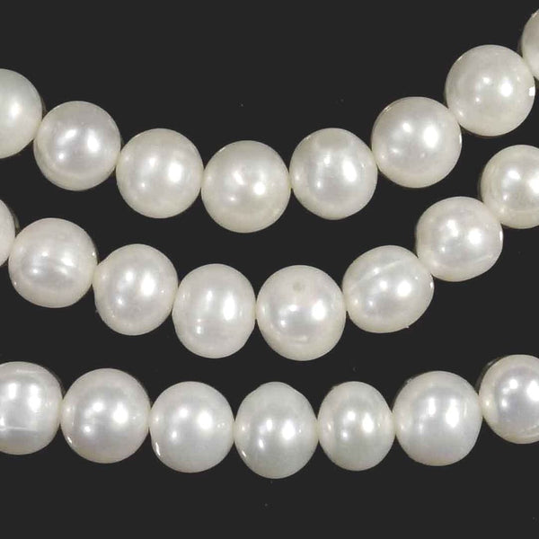 Adabele Natural AAA Grade Round Pearl Beads, White Cultured Freshwater Pearls, 8- 9mm, 1 Strand/14 Inch, FPA-89