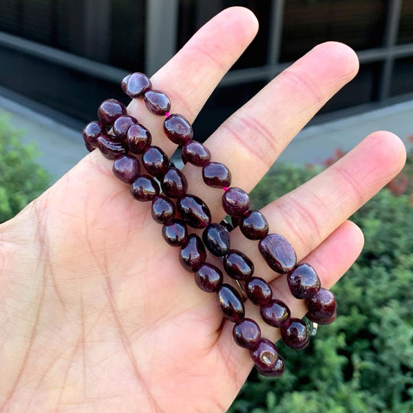 1 Strand Stretch Natural Garnet Free Form Gemstone Bracelet, 5-8mm Small Beads, Length Selections: 7 inch/7.5 inch