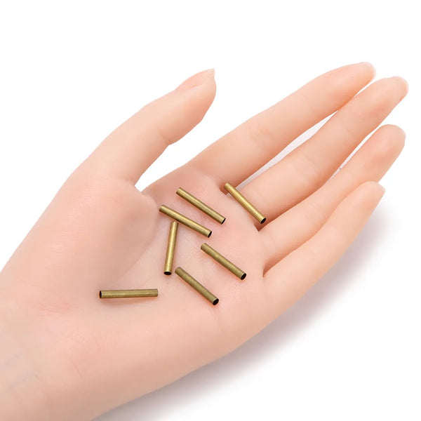100pcs Smooth 20mm Tube Beads, Antique Bronze Plated Brass, Tarnish Resistant, Hole ID Selections: 1.5mm/2.4mm