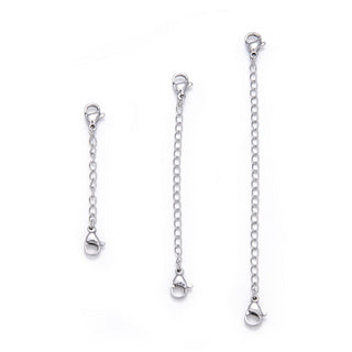 10pcs 304 Stainless Steel Chain Extenders, Double Lobster Clasp Chain Extension, Tarnish Resistant, Size Selections: 2 inch/3 inch/4 inch/5 inch/6 inch