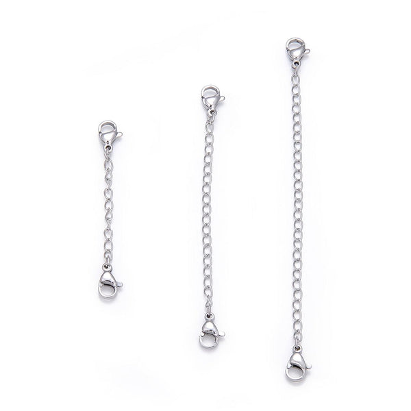 10pcs 304 Stainless Steel Chain Extenders, Double Lobster Clasp Chain Extension, Tarnish Resistant, Size Selections: 2 inch/3 inch/4 inch/5 inch/6 inch