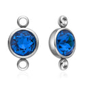 10pcs Grade A September Sapphire Blue Birthstone Links, Stainless Steel, Tarnish Resistant, 10mm, CCP36-9