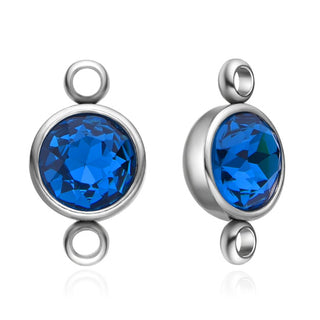 10pcs Grade A September Sapphire Blue Birthstone Links, Stainless Steel, Tarnish Resistant, 10mm, CCP36-9