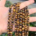Natural Grade A Yellow Tiger Eye Gemstone Round Beads, 15 Inch/1 Strand, Size Selections: 4mm/6mm/8mm/10mm