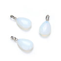 4pcs Synthetic Lab Created White Opal Gemstone Pendants, 20x15mm Teardrop Stone Drops, G2P-T3