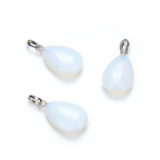 4pcs Synthetic Lab Created White Opal Gemstone Pendants, 20x15mm Teardrop Stone Drops, G2P-T3