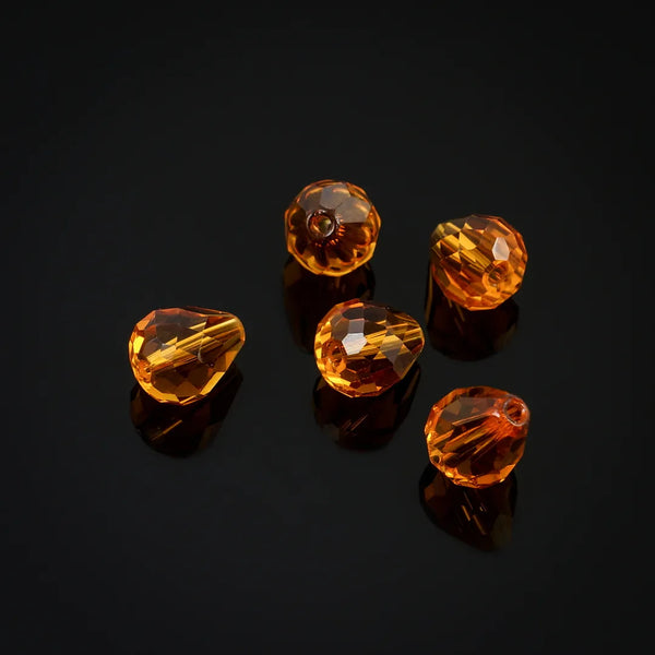 24pcs Adabele Austrian Faceted Teardrop Crystal Beads #5500, Amber Topaz, 12mm x 10mm, Hole ID 1.2mm, SST-1207