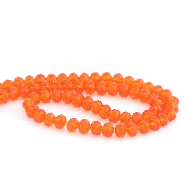 140pcs Creative Club Faceted Rondelle Crystal Glass Beads, Sun (Orange), 8x6mm, Hole ID 1.1mm, CCR812