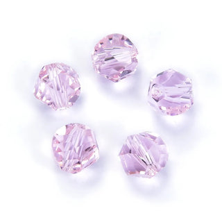 24pcs Adabele Austrian Faceted Helix Spiral Irregular Crystal Beads #5020, Rosaline (Light Pink), 6mm, Hole ID 1mm, SSH-603