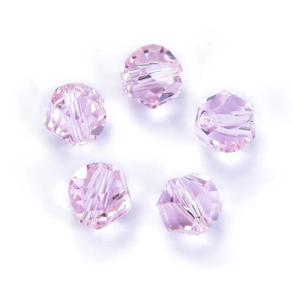 24pcs Adabele Austrian Faceted Helix Spiral Irregular Crystal Beads #5020, Rosaline (Light Pink), 8mm, Hole ID 1.1mm, SSH-803