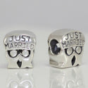 1pc Solid 925 Sterling Silver Husband Wife Oneness Charm Just Married Bead Charm, Compatible with Pandora All Charm Bracelet, EC376